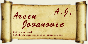 Arsen Jovanović vizit kartica